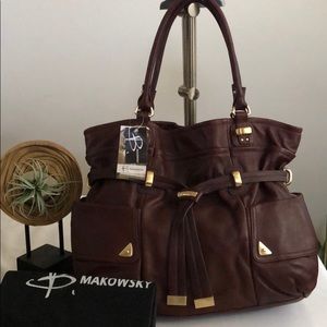 B. Makowsky Eden Tote in Brandy NEW